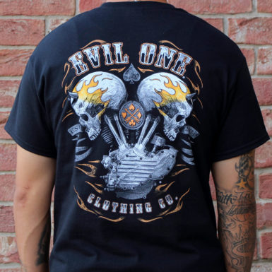 Demon Head Biker T-Shirt Back Main Graphic