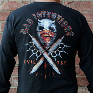 Bad Intentions Skull and Brass Knuckles Long Sleeve Shirt Back