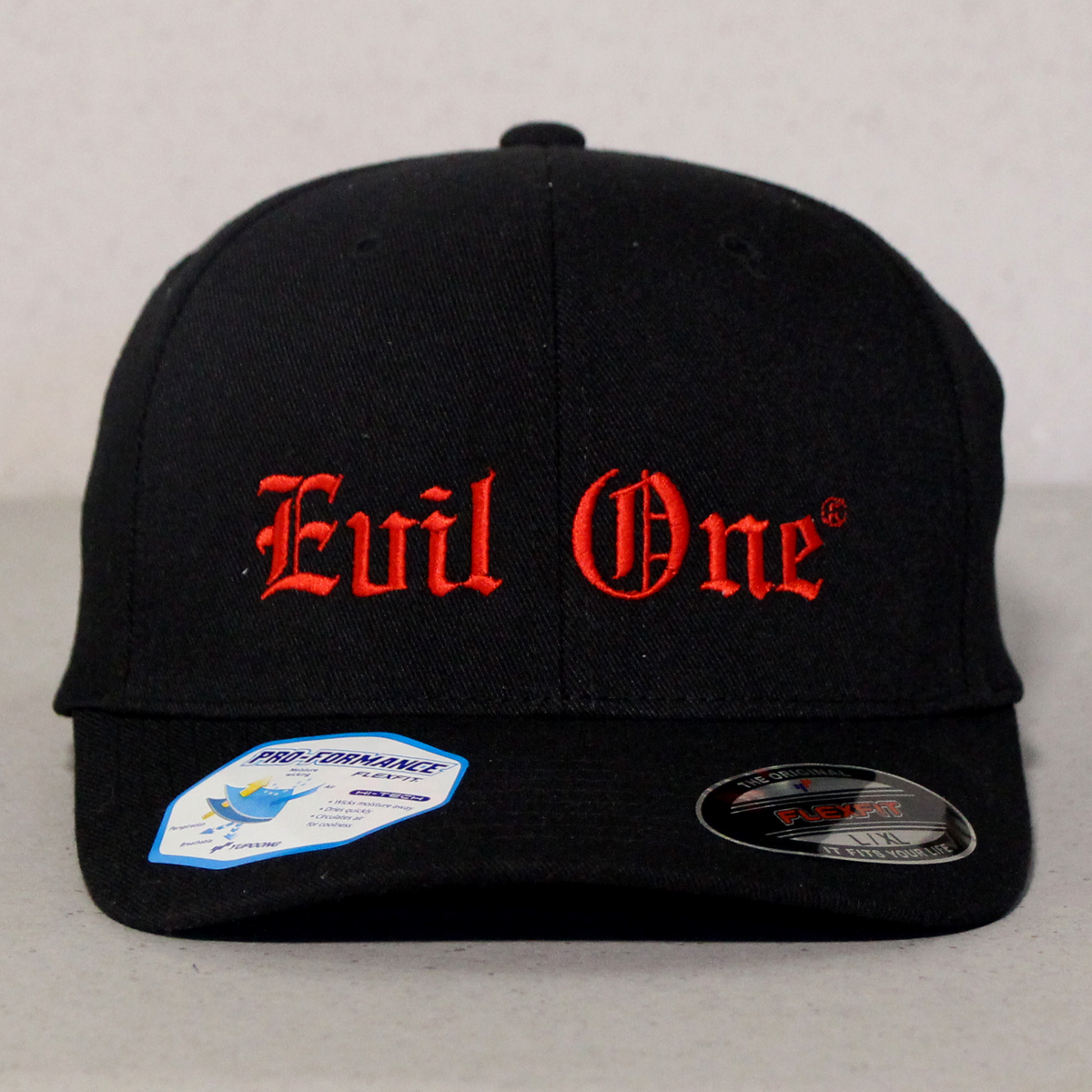 Biker Hat Black with Red Letters