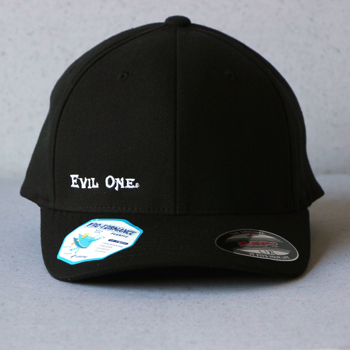 Black Biker Baseball Hat with Offset White Letters