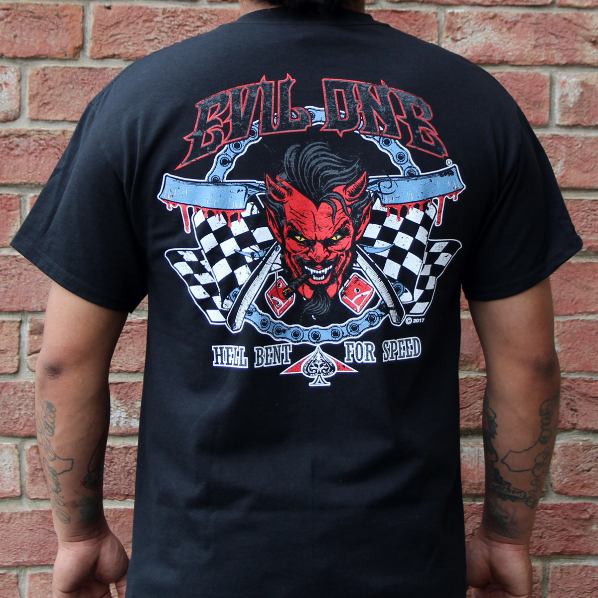 Hell Bent for Speed Motorcycle TShirt with Straight Razors Evil One®