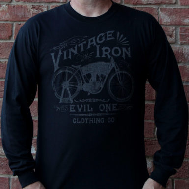 Men's Long Sleeve Motorcycle Shirts with Vintage Iron