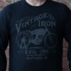 "Vintage Iron" Long Sleeve Shirts Vintage Motorcycle Zoomed In