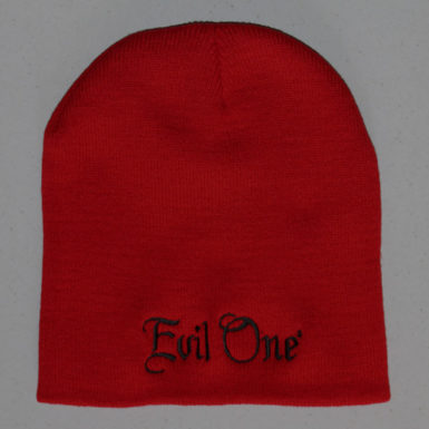 Red Biker Beanie with Evil One® in Black