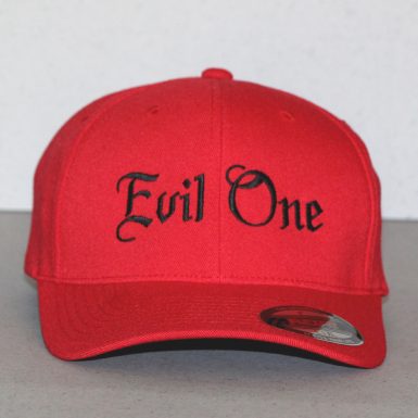 Red Biker Hat with Old English Letters
