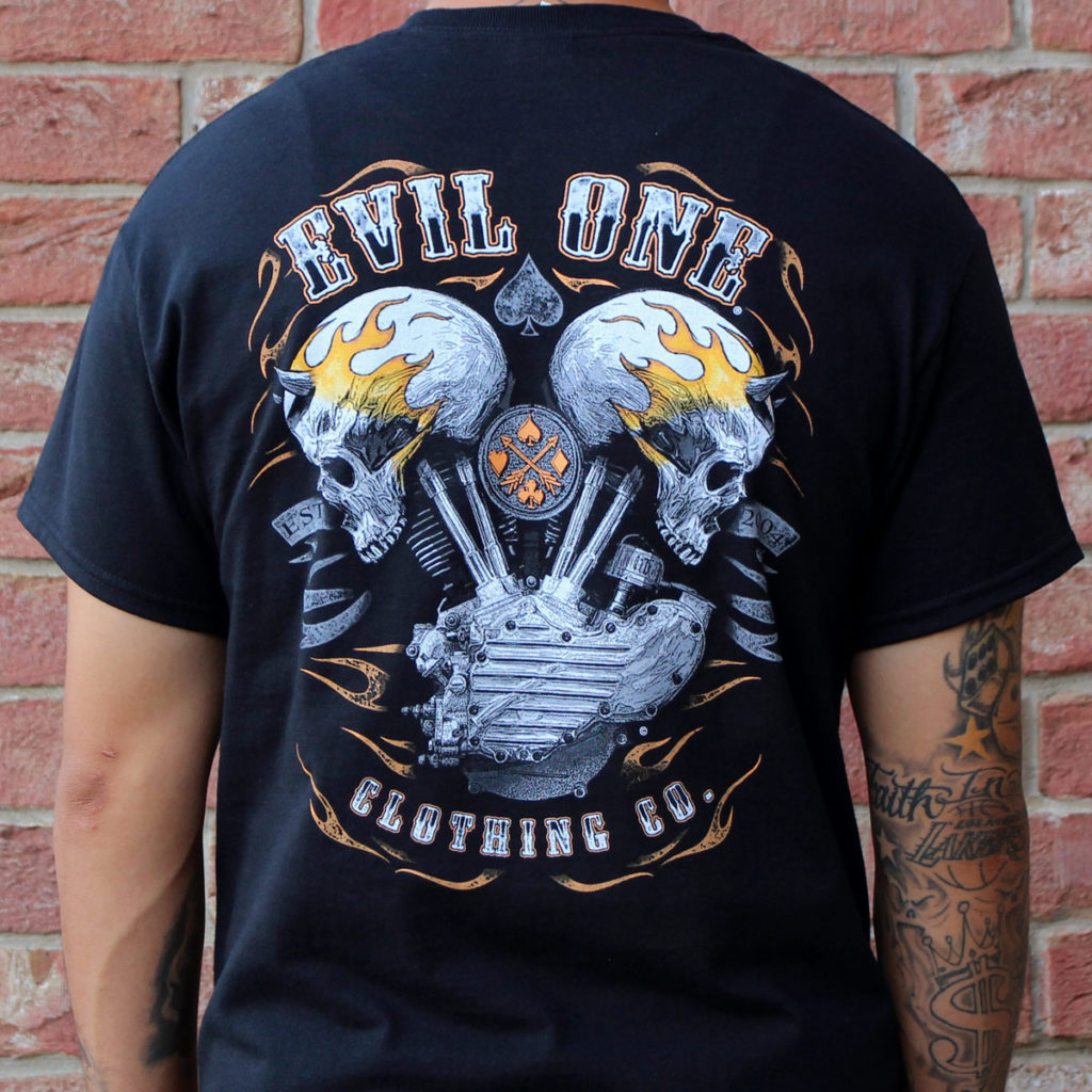 Demonhead Flaming Skulls Biker T-Shirts | Evil One®