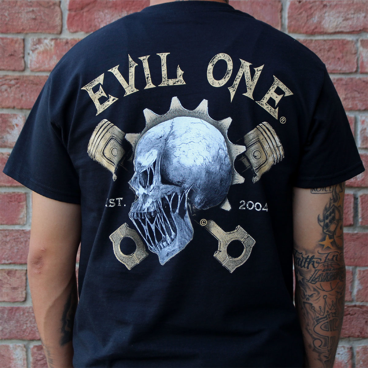 Skull Pistons Biker T Shirt Version 1