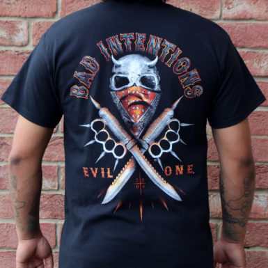 "Bad Intentions" Spiked Brass Knuckles Biker Tee Shirt